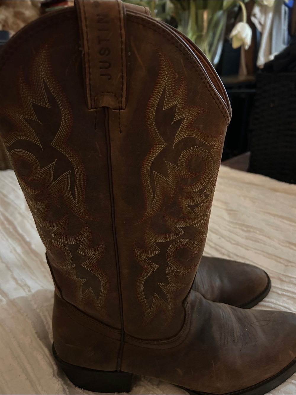 Justin Boots Brown Leather Cowboy Boots